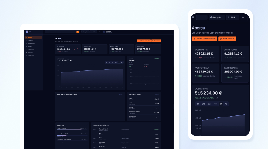 Dashboard Folio — finances personnelles assistées par IA